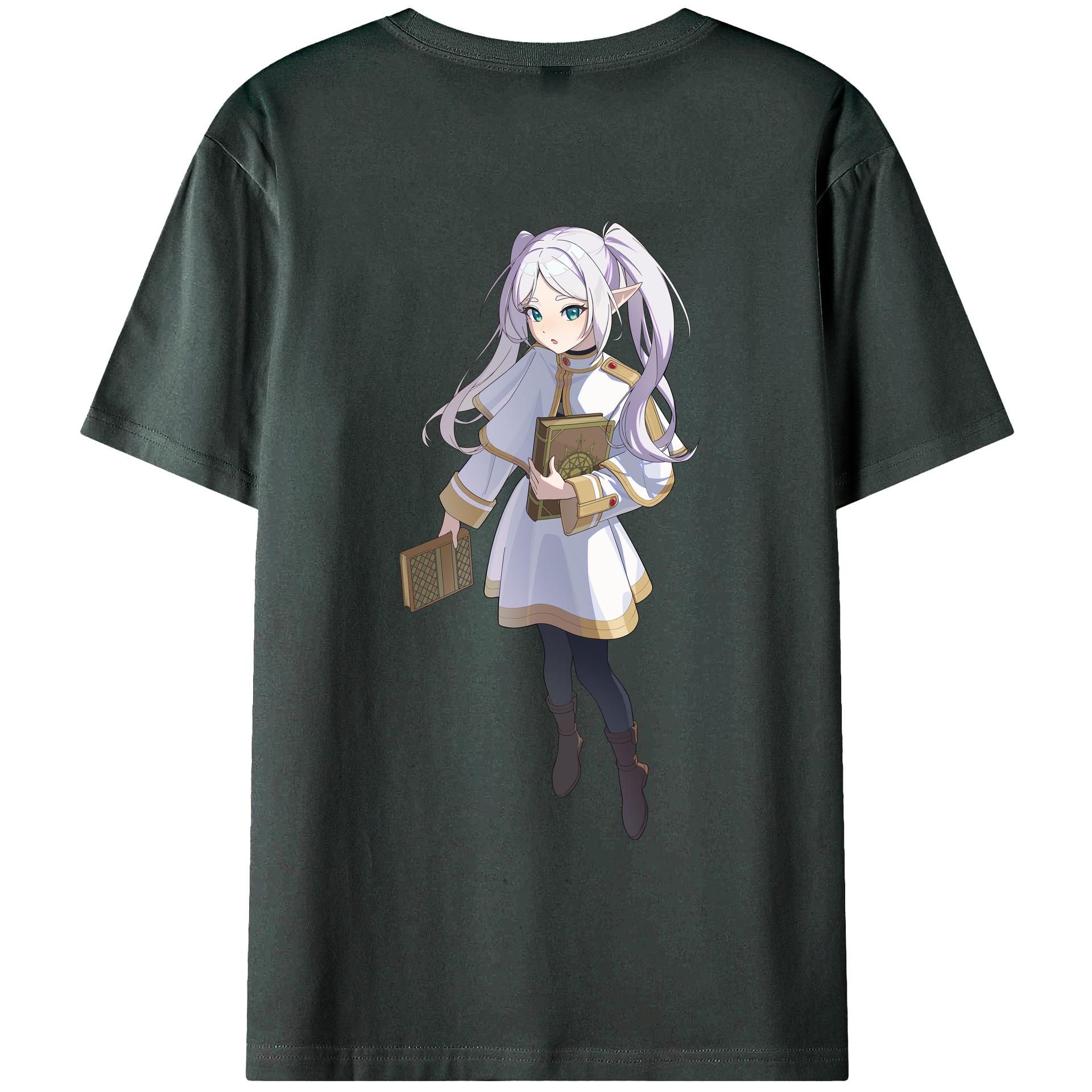 （画像用） 葬送のフリーレン Frieren 綿100％ メンズ半袖Tシャツ（バックプリント） 通気性
